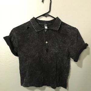American apparel acid wash cropped button up